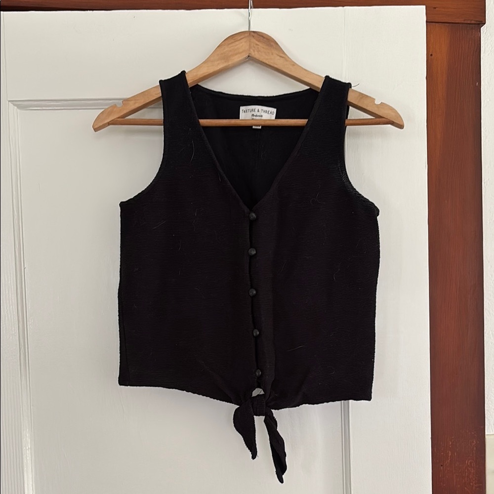 Madewell Black Button-Down, Tie-Front Tank Top